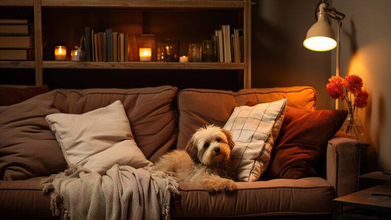 cachorro para apartamento deitado no sofá